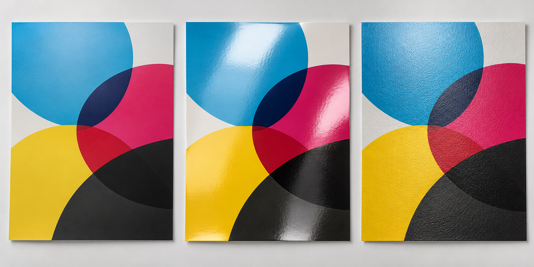 Comparaison de films de lamination mats, brillants et texturés